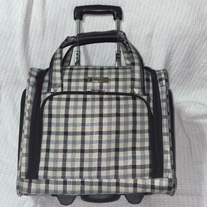 EUC London Fog plaid Under The Seat Carry on Luggage Roller Bag Travel